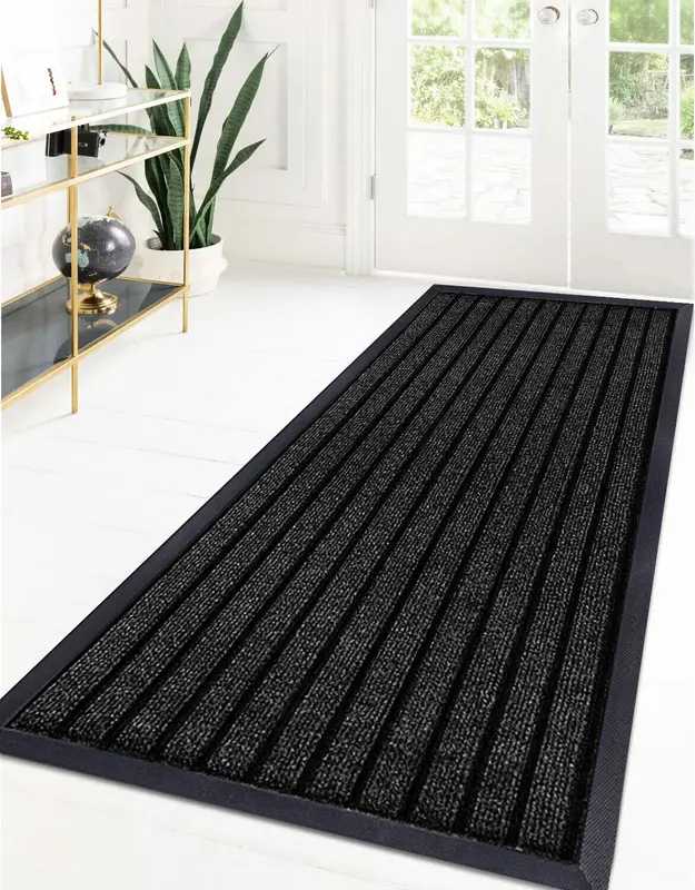 Large Heavy Duty Rubber Barrier Non Slip Door Mat Hall Kitchen Floor Runner Rubber Mats Hallway Bedroom Non-slip Anti-skid Indoor Black 5
