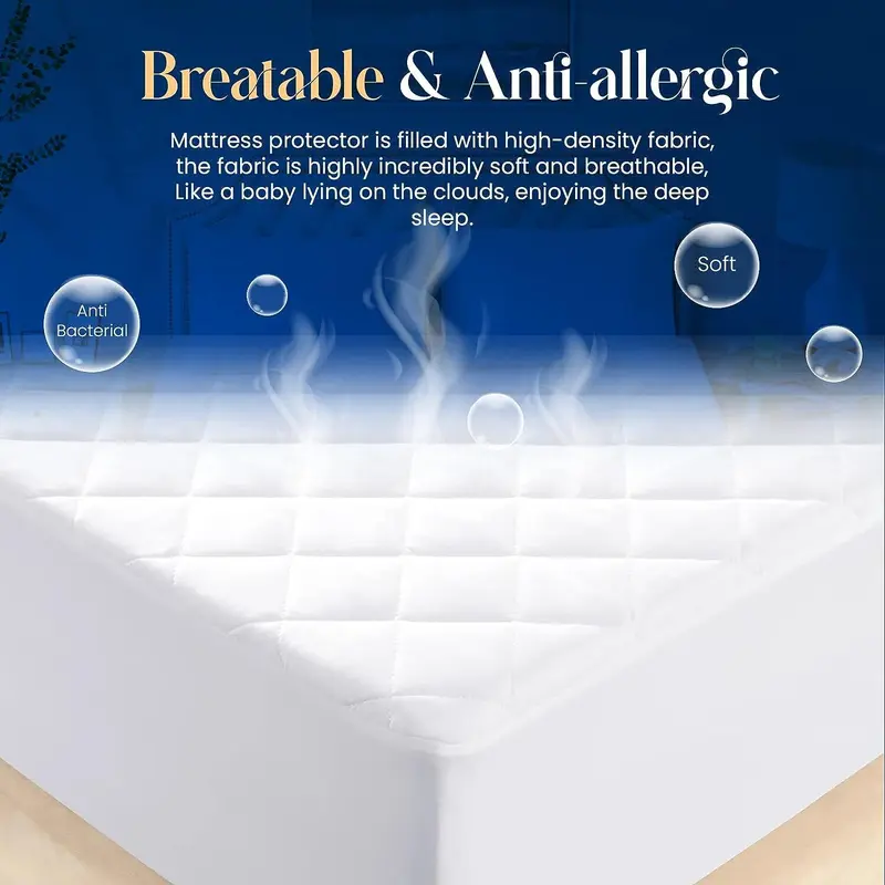 Waterproof Quilted Mattress Protector, Extra Deep 30cm Fitted Stretch Skirt, Quilted Mattress Topper Cover, Machine Washable, Hypoallergenic and Breathable Mattress Cover fits snugly Single Double King Super King and High Quality 2