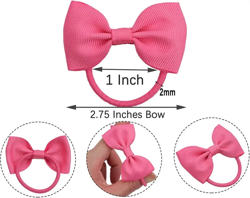 40 Pcs Bow Hair Bands for Toddlers Bow Bobbles Girls Hair Ties and Bows 2.75 Inch Ribbon Bows, Toddler Girls Hair Ties Elastic Hair Bands Hair Bobbles for Toddlers 2