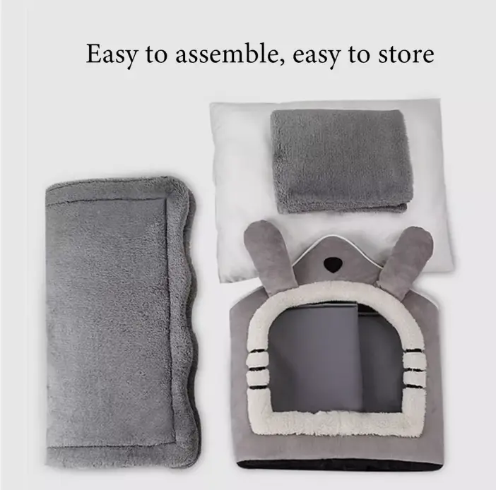 Pet Cat Kitten Dog Beds Igloo Fleece Bed Pyramid Cozy Washable Warm House Cave 1