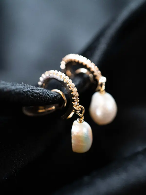 Baroque Pearl Clip on Earrings, Pearl&CZ Dangle Clip on Earrings, Bridal Clip on, Drop Clip on Earrings, Wedding Earrings, Invisible Clip on 4