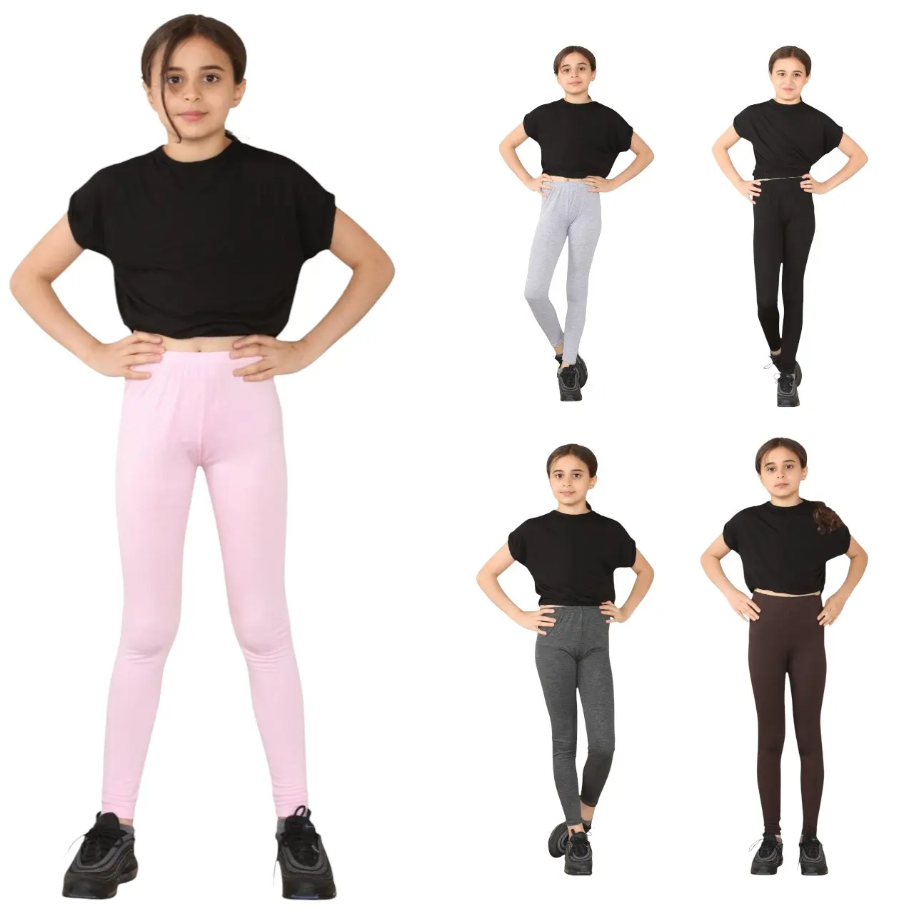 Girls Plain Full Length Leggings for Age 7-13 Years