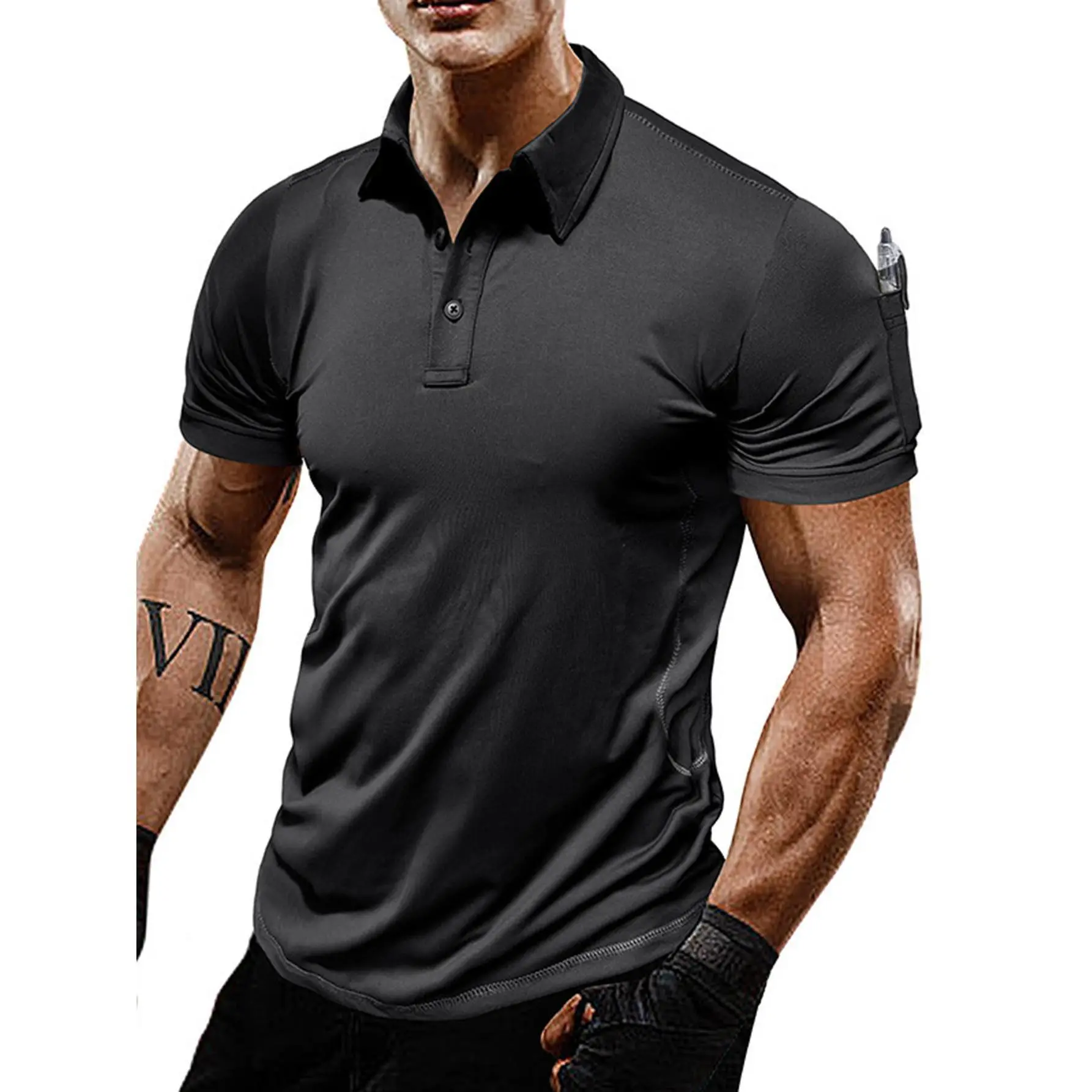 Hoteel men's fashion summer casual quick-drying short-sleeved men's T-shirt, outdoor sports tactical Polo shirt