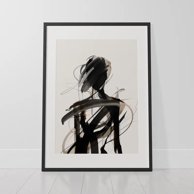 Abstract Wall Art Prints Set of 3 Unframed Black Gold Geometric Contemporary Poster Prints Home Decor 2