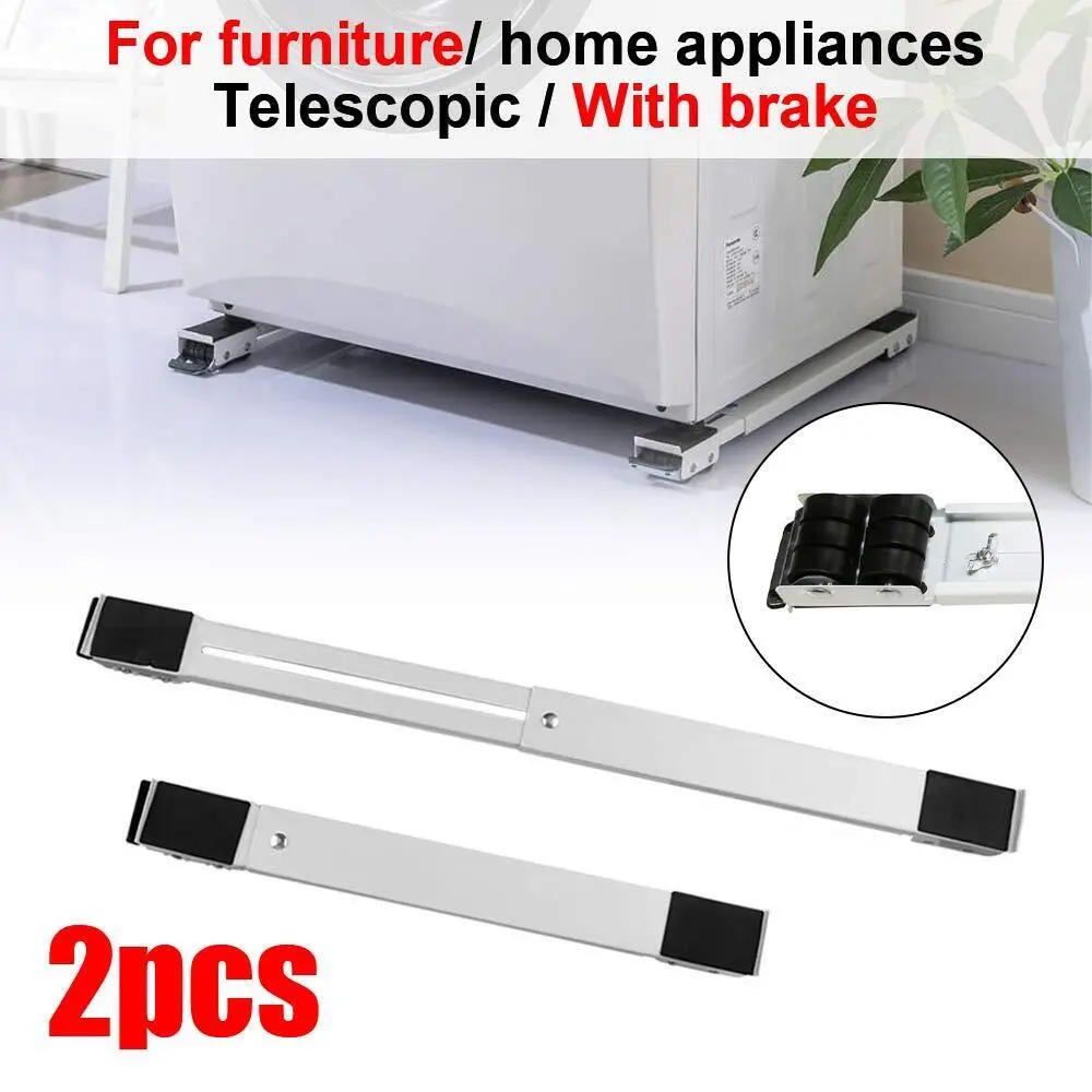 Adjustable Furniture Moving Roller Wheels for Washing Machine Refrigerator Stand with Brake Rolling Base Wheels for Washing Machine