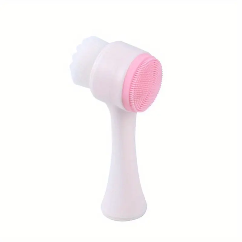 1pc Gentle Silicone Facial Cleansing Brush, Dual-Sided Soft Bristles, Manual Exfoliating Pore Cleaner for All Skin Types, Unscented, Dye-Free Makeup Remover and Blackhead Remover 4