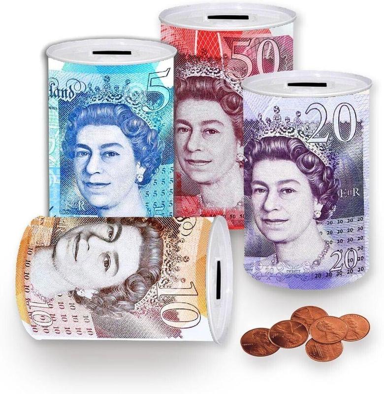 Money Box Tin £5 £10 £20 £50 Pound Note Kid Saving Cash Piggy Bank Box Decore Gift Light Security Ornaments 6