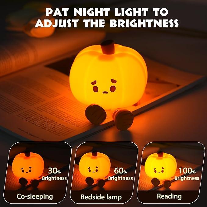 LED Silicone Dimmable Nursery Lamp - Cute Pumpkin Night Light 1