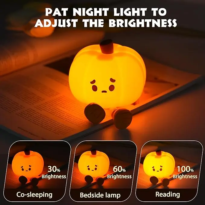 LED Silicone Dimmable Nursery Lamp - Cute Pumpkin Night Light 1