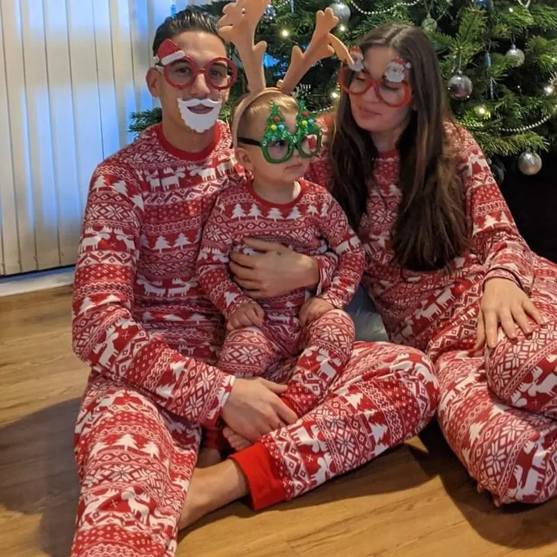 2024 New Year's Costume Christmas Family Matching Pajamas Allover Print Casual Loose Sleepwear Baby Boys Girls Clothes Xmas Look 6