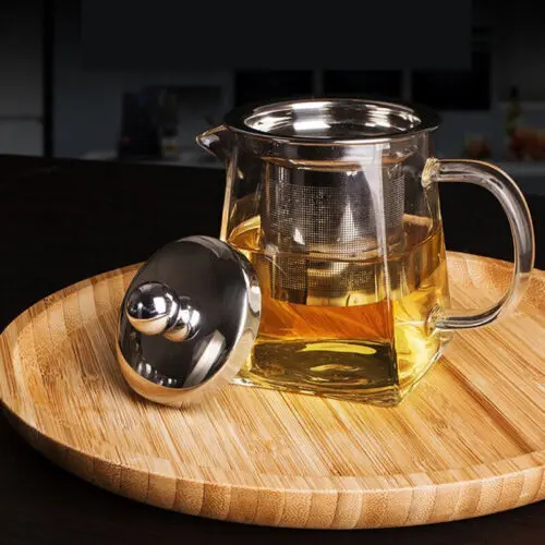 Heat Resistant Clear Glass Teapot Jug With Infuser Coffee Tea Leaf Herbal Pot UK Filter Teacup 4