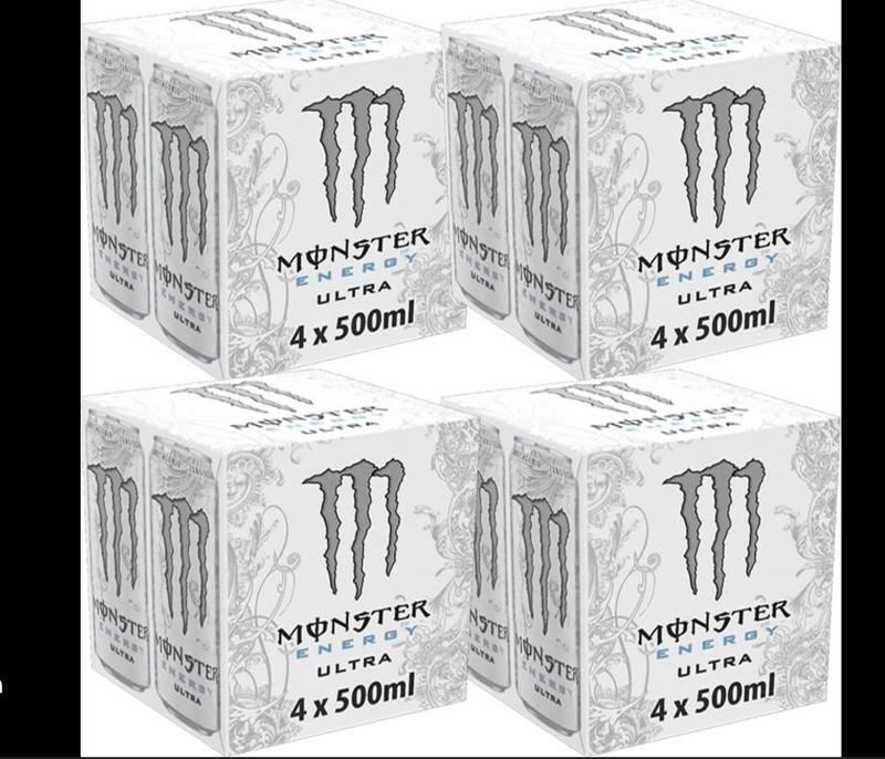 Monster Energy Ultra White 24-Pack Sugar-Free Energy Drink, 500ml Cans - Sport, Beverage Flavor 1