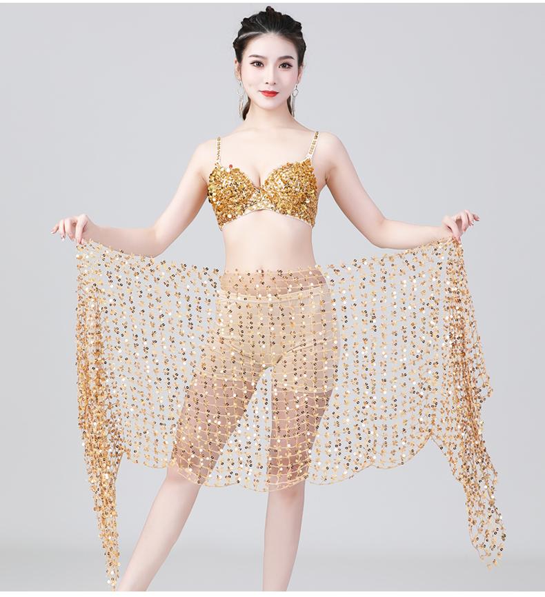 Product Introduction of Hollow belly dance hip scarf Wemen scarf dance sequins Arabic Latin hip scarf sexy belly dance belt wrap skirt 12 colors 7