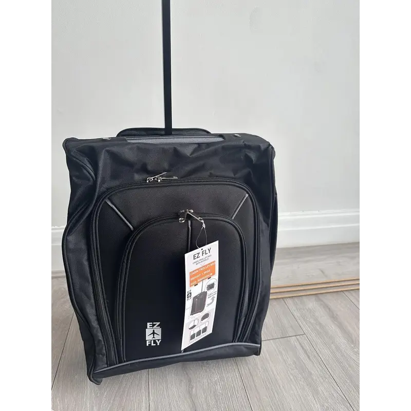 35L Cabin Trolley Bag Travelling Luggage Travel Lightweight Multiple Pocket Bag Holdall Suitcase with Wheels Telescopic Handle Suitable for All Airlines Cabin Size Approved Travel Bag (Black/Grey) 4