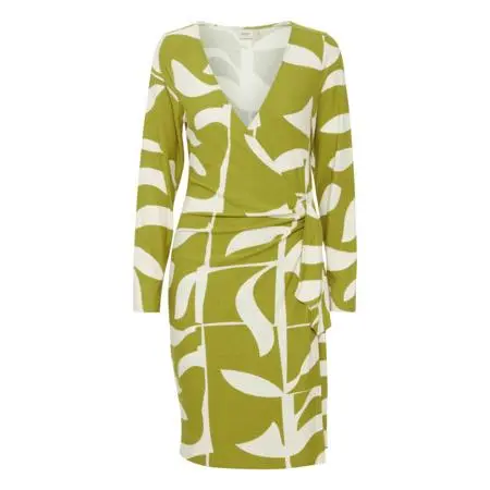 Green and White Patterned Jersey Dress