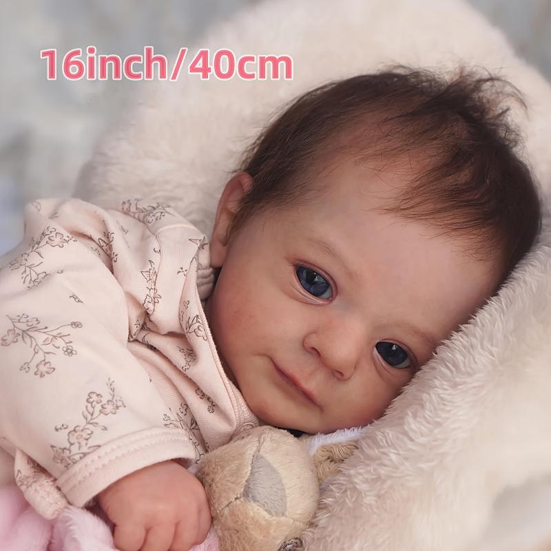 Product Introduction of Handcrafted 16" Reborn Youngsters Doll - Realistic Soft Body with Hand-Rooted Brown Hair & Painted Veins, Includes Birth Certificate - Perfect Christmas Gift for Youngsters 5