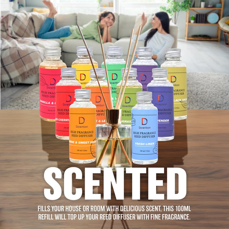 100ml Reed Diffuser Oil Bottle - Aromatic Fragrance Scent Air Freshener Home Fragrances Therapeutic Grade Natural Organic Pure Essential Oils Aromatherapy Diffuser for Home Perfect Relaxation Improved Mood Bedroom Liquid Long-lasting Gift Scented Perfume 3