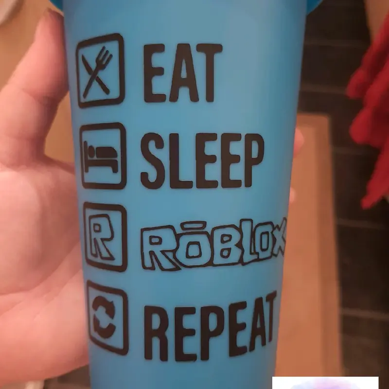 24oz Cold Cup with Roblox design, 20+ colours, handmade, gift, kids, bpa free, personalised, drinkware, Children, travel, home, gaming 6