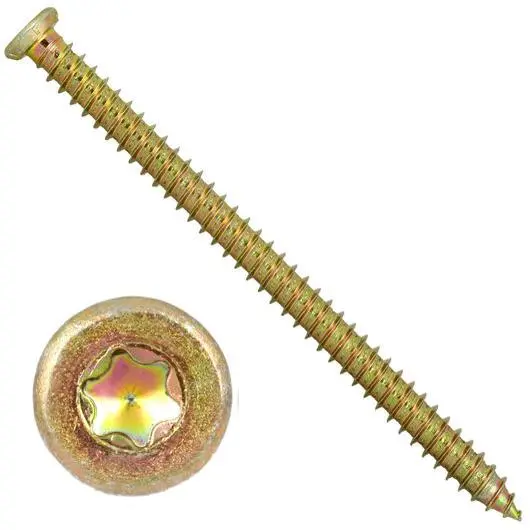 Concrete Frame Screws 7.5x42mm | 10 Pack | Self-Tapping Masonry Fixings - Zinc Yellow Passivated anti theft 6