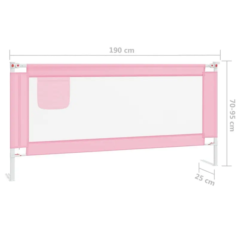 Toddler Safety Bed Rail Pink 190x25 cm Fabric 7