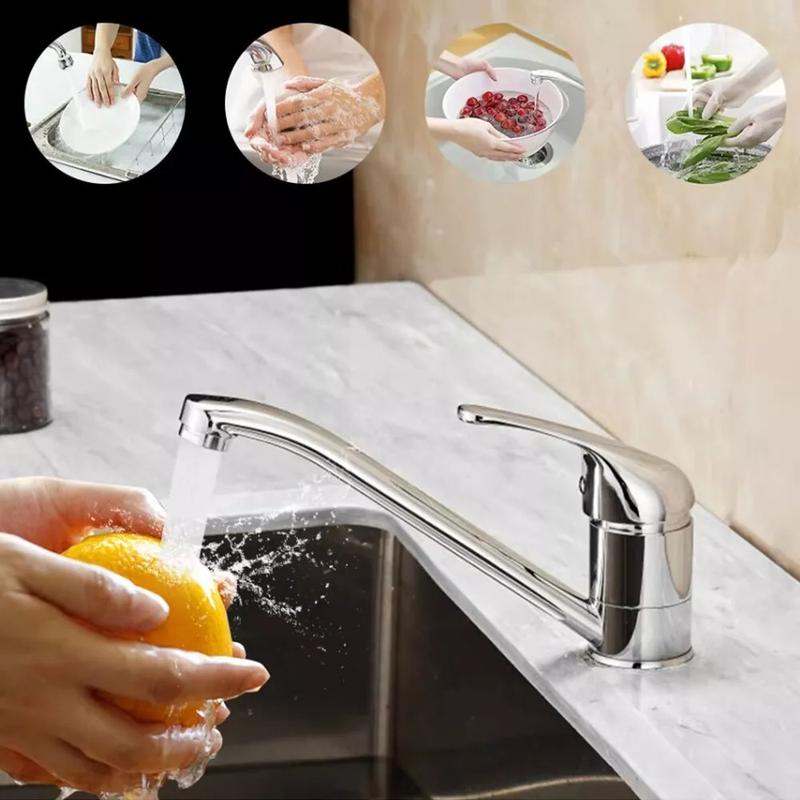 Modern Mono Chrome Kitchen Sink Mixer Tap with Swivel Spout and Single Lever 6