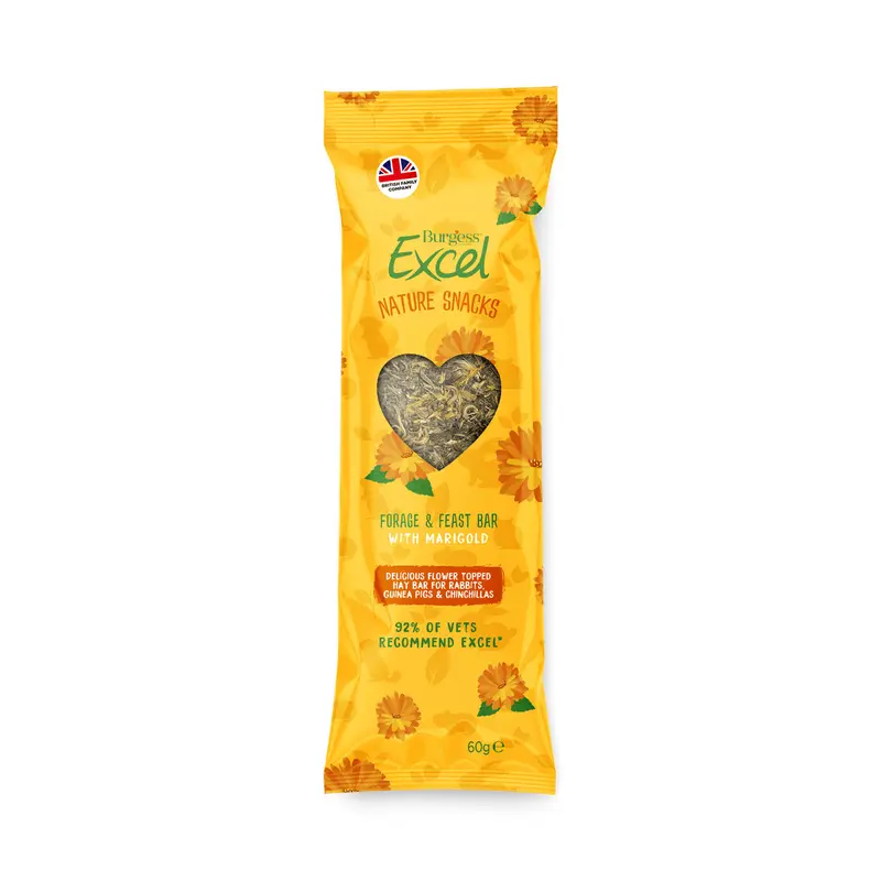Burgess Excel Nature Snacks Forage & Feast Bar With Marigold 60g 0