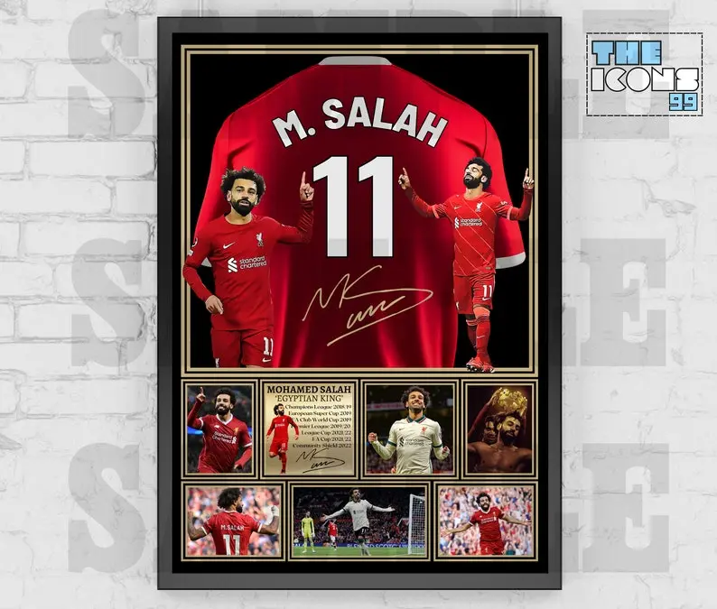Liverpool FC Icon MOHAMED SALAH Football Shirt Back Print / Poster / Framed Memorabilia / Collectible / Signed