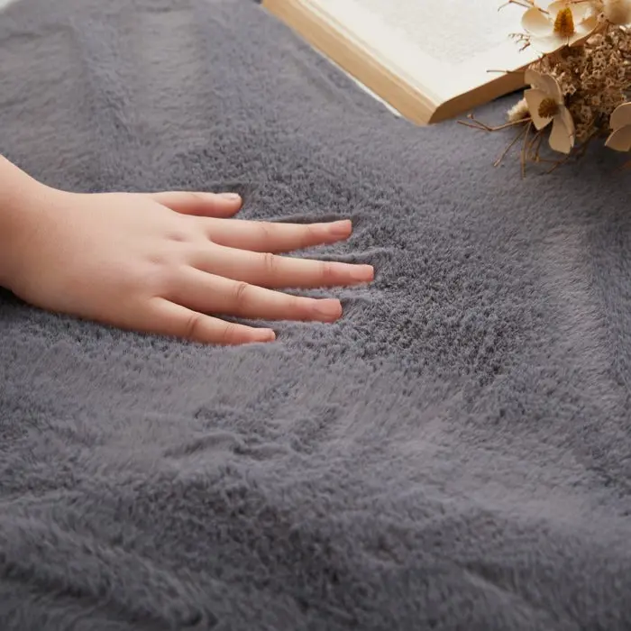 Non Slip Washable Fluffy Rabbit Fur Shaggy Rugs - Soft and Cozy rugs  for living rugs of tiktok large  dining room rug 4