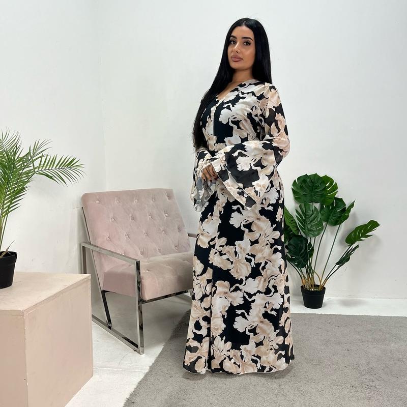 Ladies floral print modest dress onesize uk 6-14 6