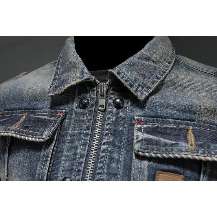 Men's Retro Classic Denim Jacket Autumn Street Trend Handsome Riding Windproof Men's Clothing High Street Casual Lapel Jacket 5