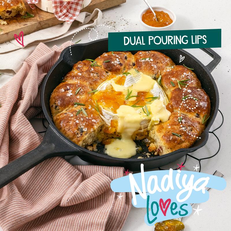 Nadiya Hussain 25cm Cast Iron Skillet Pan - Oven and BBQ Safe Cookware, With Sturdy Thin Handle 6