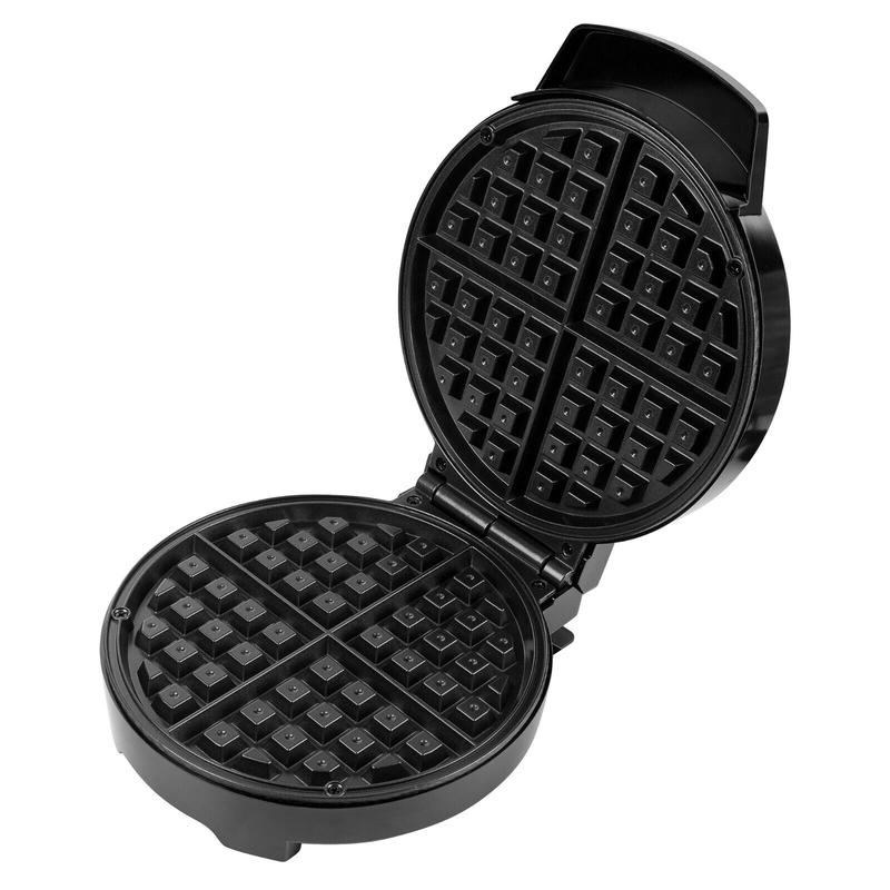 Vencier Round Waffle Maker - Non-Stick Iron Grill with 4 Quarters in Silver 0
