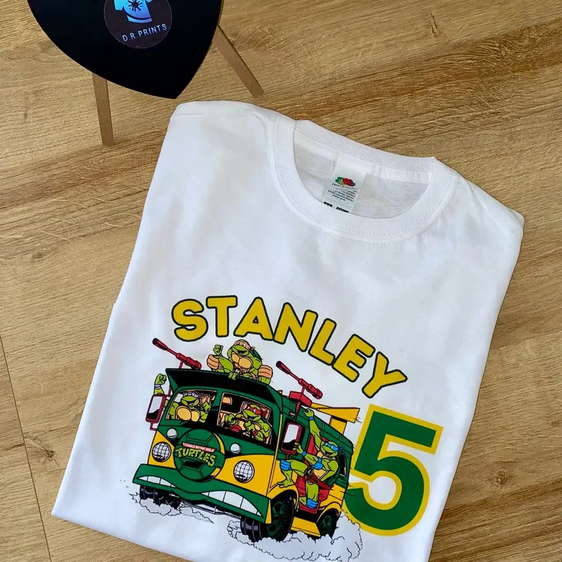 Personalised Ninja Turtles Birthday T-shirt, Ninja Turtles Birthday T-shirt, Ninja Turtles gifts, Birthday T-shirt, Turtles Cotton Top Tshirt Mutant 4