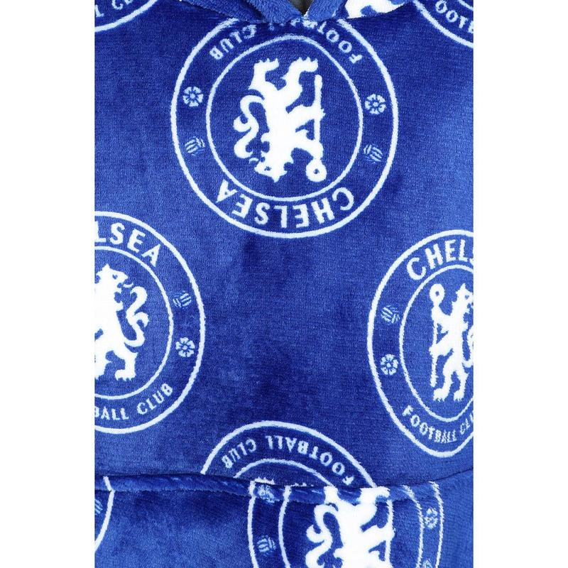 Boys Chelsea Football Club Fully Lined Luxury Fleece Oversized Hoodie Blue W23 6