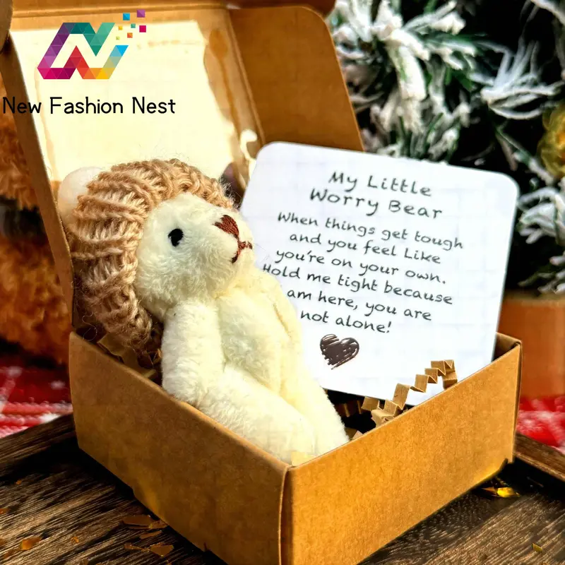 [2025 Mother's Day Gifts] 1pc, Pocket Teddy Bear Hug, Mini Plush Bears In Box, Little Pocket Bears With Inspirational Card, Sympathy Gifts For Graduation Birthday Christmas, Suitable For Both Men And Women,Christmas 0