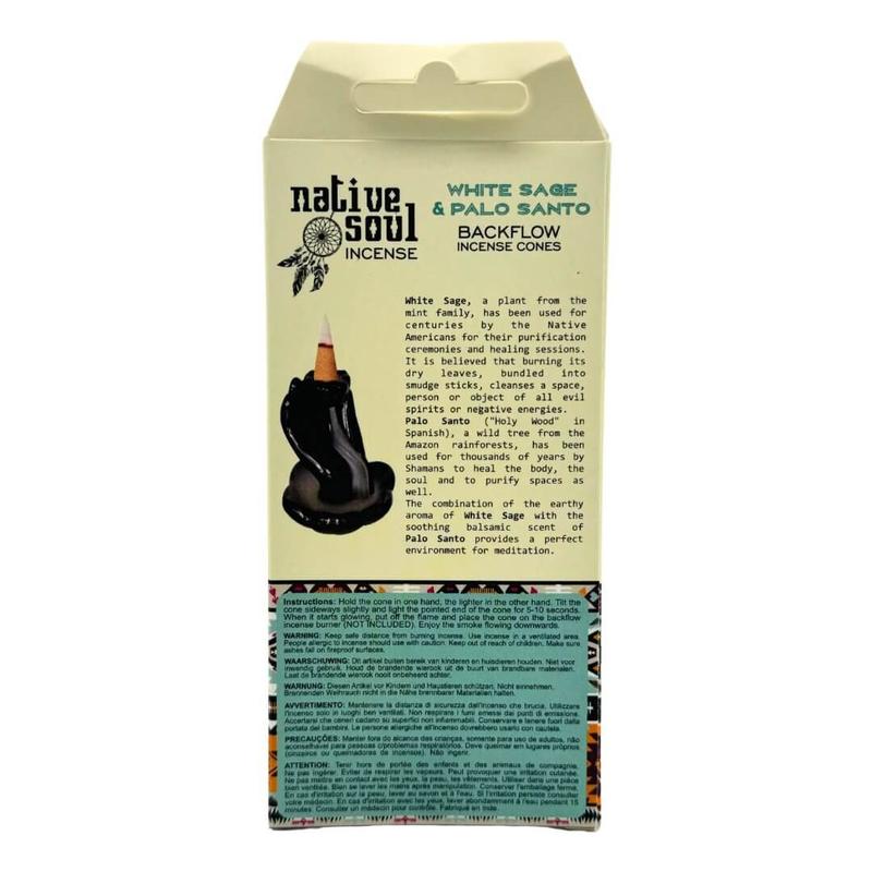 Native Soul Jumbo Backflow Cones - White Sage & Palo Santo 2