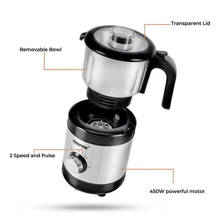 Geepas Wet/Dry Coffee Grinder Machine Milling Bean Nut & Masala Spice Grinding 6