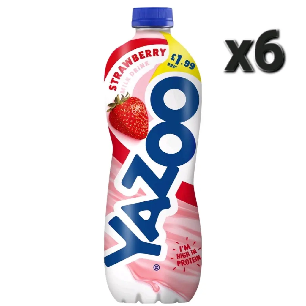 Yazoo Strawberry Milk Drink - 6 x 1 Litre Bottles - LONG DATE