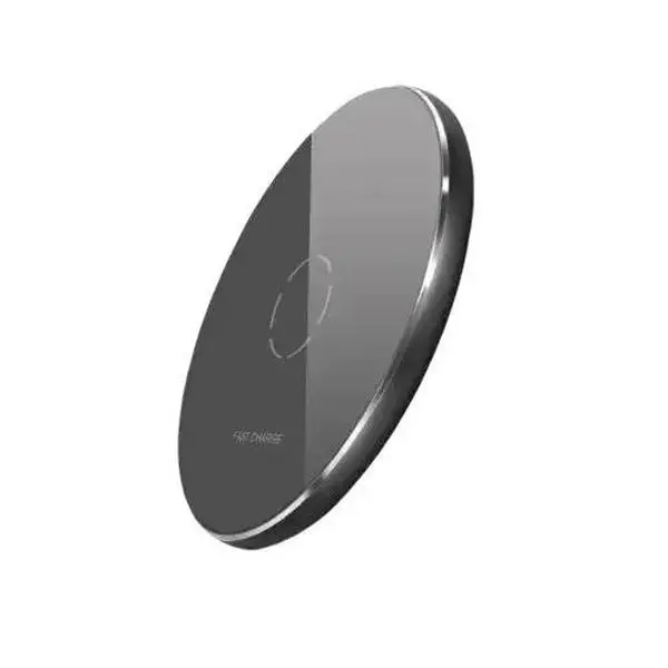 N9 Wireless Charger Portable Metal Circular Charging Pad for iPhone 8/X - Black Usb Cable