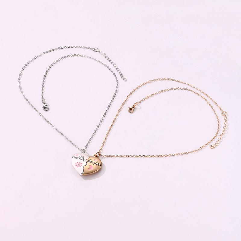 Mother Daughter Necklace Set – 2PCS Heart Magnetic Pendant, 18k Gold Plated, Engraved "Mother" & "Daughter", Adjustable Chain, Perfect Gift for Special Occasions promise jewellery 1