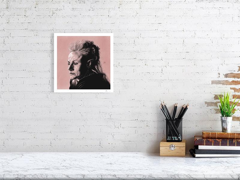Faerie by Sophie Hall. Limited edition print of pencil and chalk drawing featuring Maxine Peake as Titania. Framed or Print Only. 6