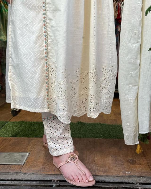 Elegant Cotton Dobby Self Zikzak & Shifley Kurta Set with Silk Dupatta 2