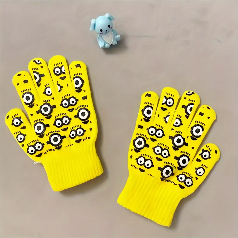 Knit Beanie and Gloves Set: Adorable Cartoon Winter Warmers, Perfect for Christmas, New Year, or Birthday Gifts 1