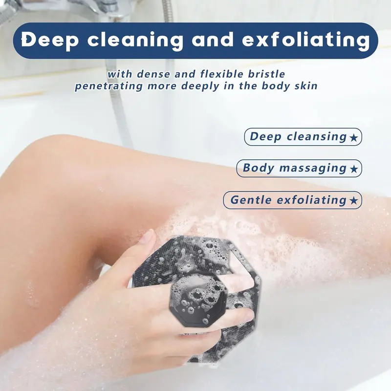 Soft Silicone Body Scrubber with Hook, Handheld Shower Bath Brush for Body [Gently Exfoliate & Massage], Cleaning Skin Brush for Adults & Babies, Fits for All Skin Types [Sensitive Skin] Personal 5