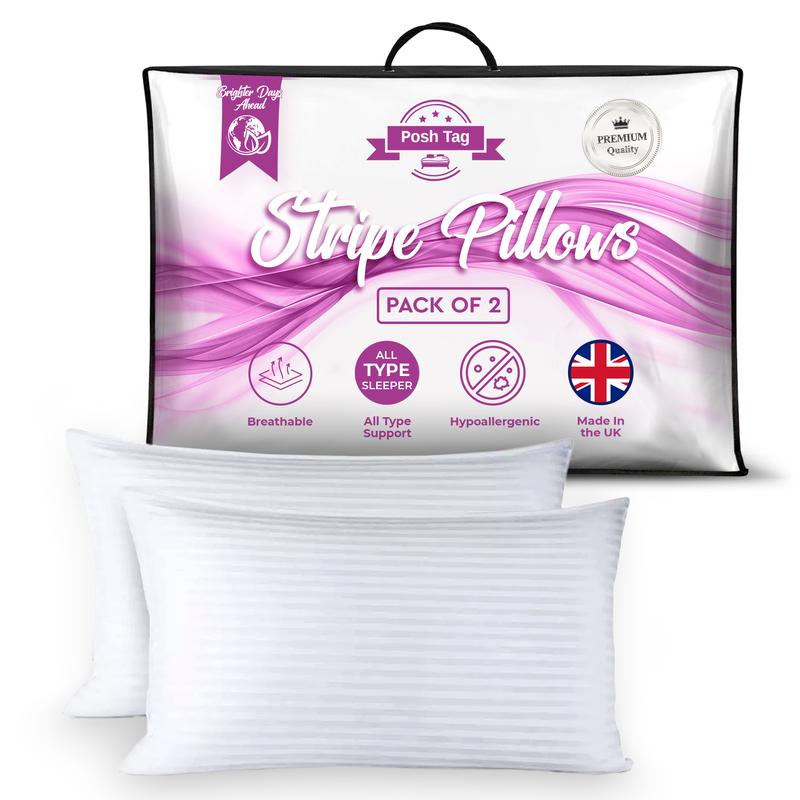 Extra Filled  Hotel Quality Stripe Pillows Pack of 2 & 4 Same Day Shipping Luxury Pillows UPTO 51% discount 5