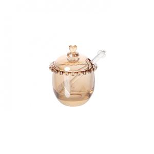 Karaca Glory Glass Honey Storage Jar, 9cm, Amber
