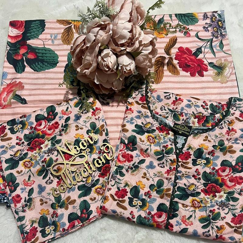 Silk soft karandi winter collection it’s a Pakistani casual 3pc suit it’s a tailor stitched suit with beautiful neck detailing medium to 3xl have trouser.. Comfort Fabric 1
