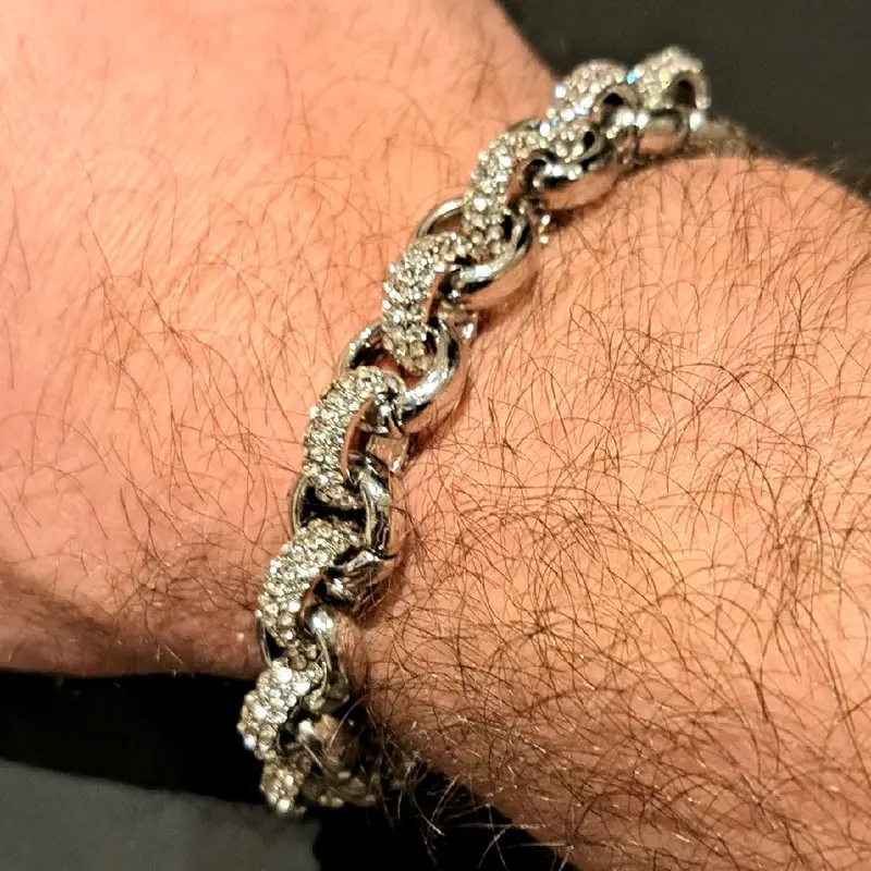 10mm Iced Belcher Bracelet - Gold or Silver Plated, Stainless Steel 4