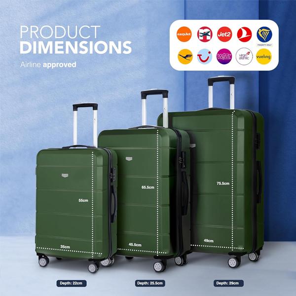 LUGG Travel Suitcase Set - Jetset 3-Piece Hard Shell Luggage, 20" 25" 28" Strong & Lightweight with Secure TSA Lock, Smooth 360° Wheels 1
