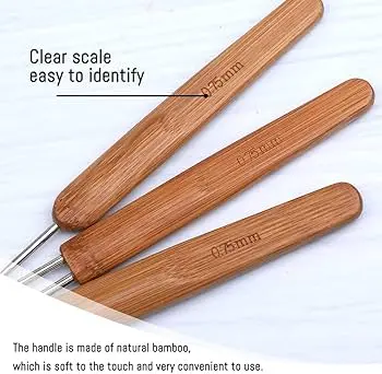 3PCS 0.75MM Bamboo Crochet Dreadlock Hook Needle Dread Tool Hair Maintenance 4